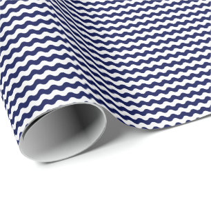Papier Cadeau Papier d'emballage mince de vagues de bleu marine