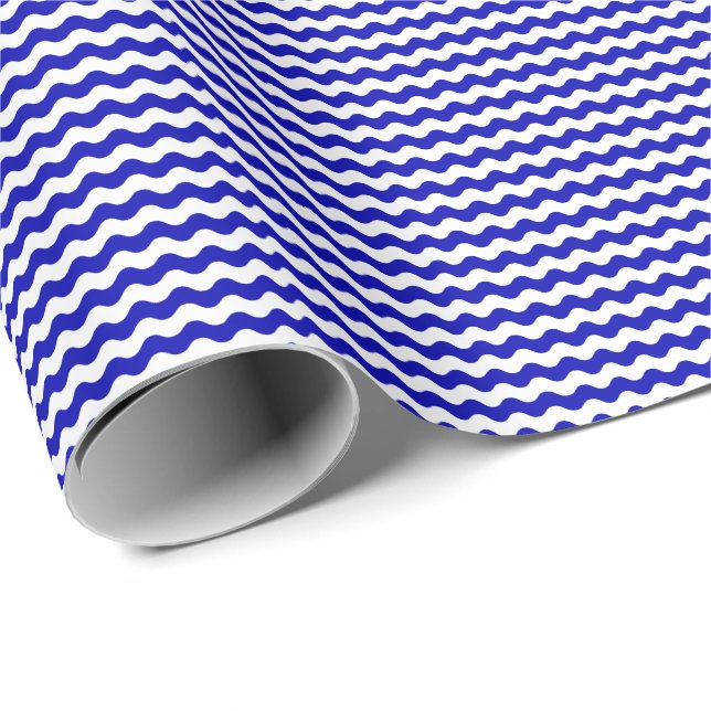 Papier Cadeau Papier d'emballage mince de vagues de bleu royal (Coin rond)