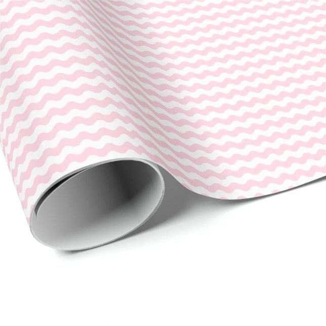 Papier Cadeau Papier d'emballage mince rose-clair et de blanc de (Coin rond)