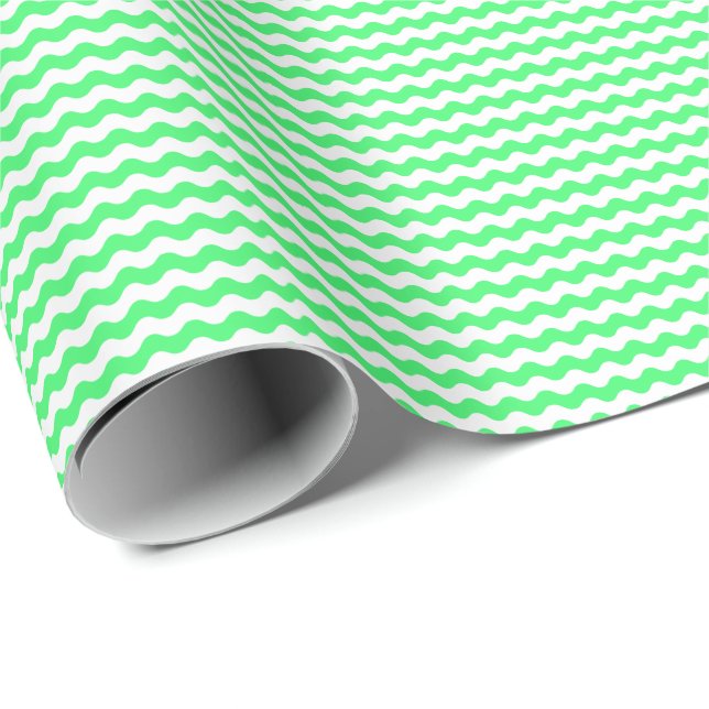 Papier Cadeau Papier d'emballage mince vert clair et de blanc de (Coin rond)