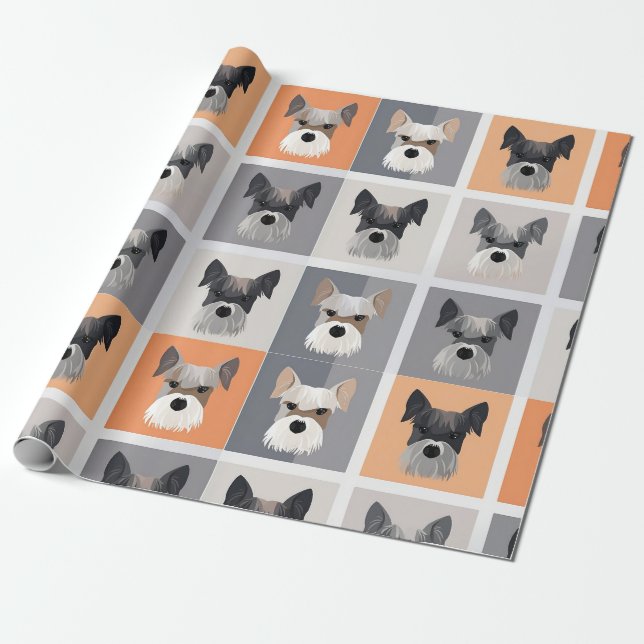 Papier Cadeau Papier d'emballage Mini Schnauzer (Déroulé)