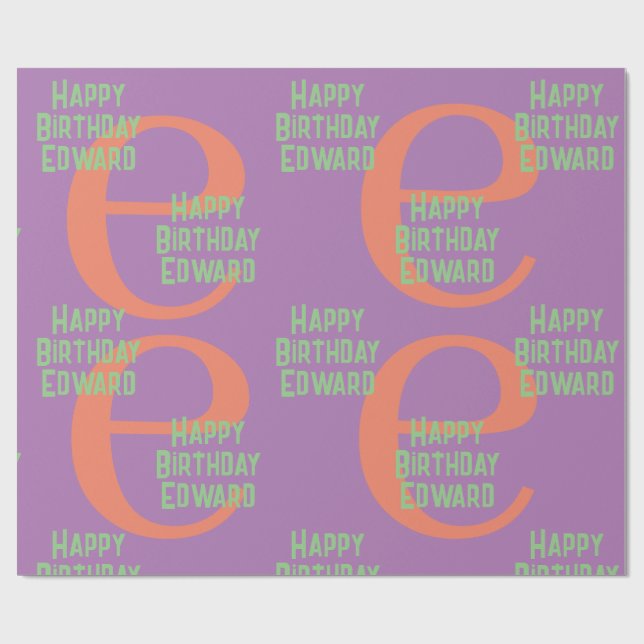 Papier Cadeau Papier d'emballage monogramme nom de menthe violet (Plat)