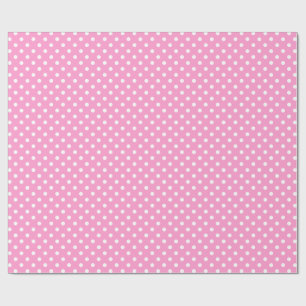 Papier Cadeau Papier d'emballage motif à pois rose et blanc