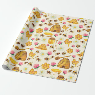 Papier Cadeau Papier d'emballage motif apicole
