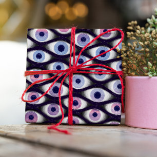 Papier Cadeau Papier d'emballage motif aux yeux bleu violet et r