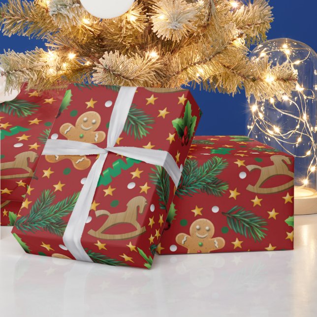 Papier Cadeau Papier d'emballage motif de pain d'épices de Noël (Vacances)