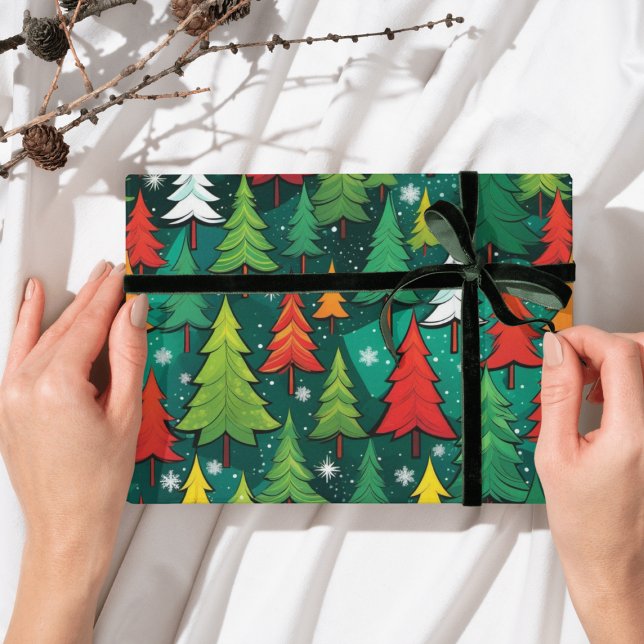 Papier Cadeau Papier d'emballage motif moderne sapin de Noël (Créateur téléchargé)