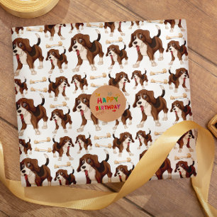 Papier Cadeau Papier d'emballage motif sans couture pour chien b
