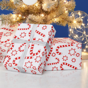 Papier Cadeau Papier d'emballage motif sucre de canne de Noël