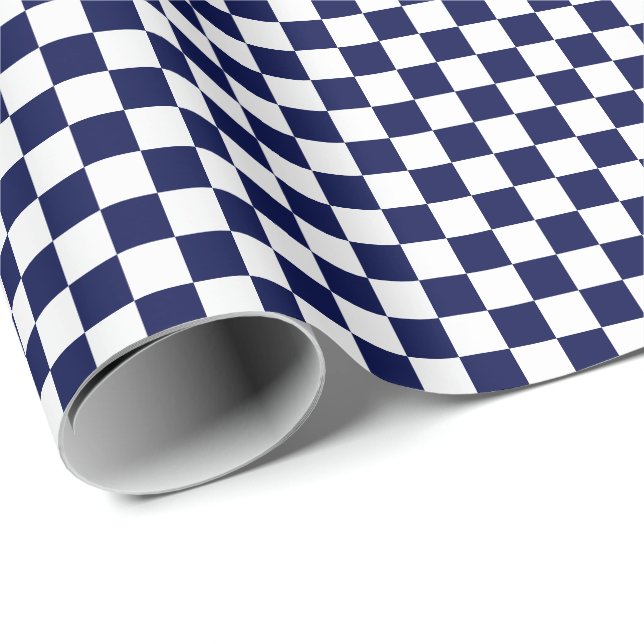 Papier Cadeau Papier d'emballage moyen de contrôles de bleu (Coin rond)