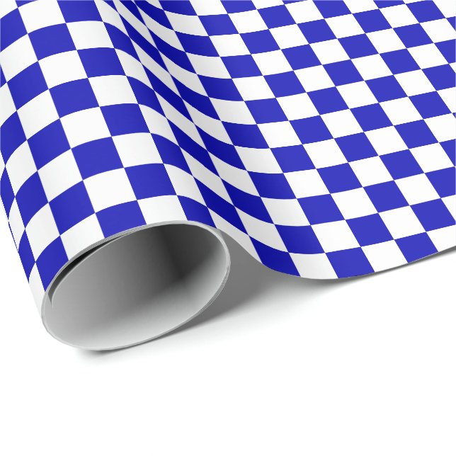 Papier Cadeau Papier d'emballage moyen de contrôles de bleu (Coin rond)
