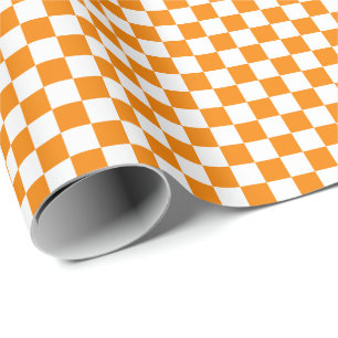 Papier Cadeau Papier d'emballage moyen orange et de blanc de