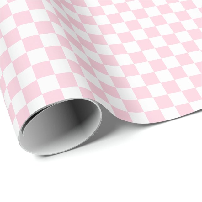 Papier Cadeau Papier d'emballage moyen rose-clair et de blanc de (Coin rond)