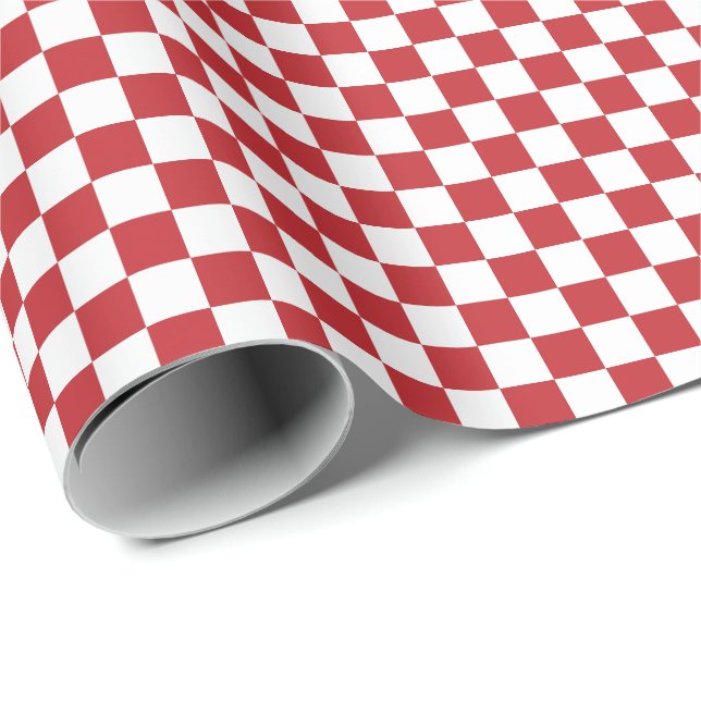 Papier Cadeau Papier d'emballage moyen rouge foncé et de blanc (Coin rond)