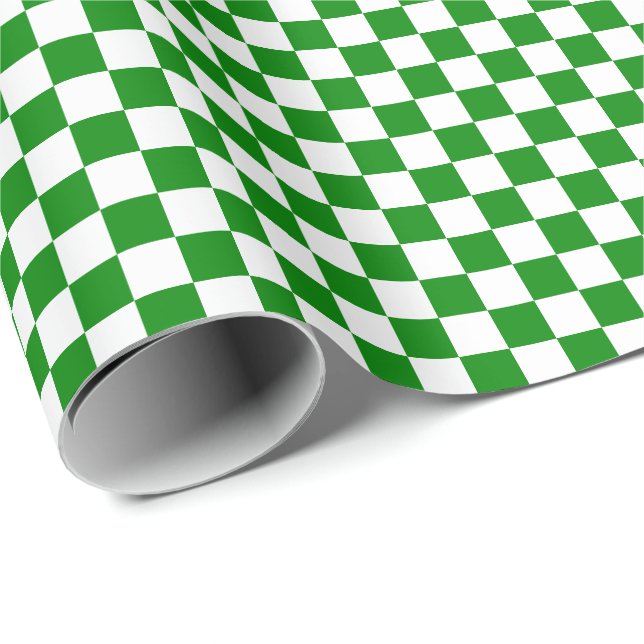 Papier Cadeau Papier d'emballage moyen vert et de blanc de (Coin rond)