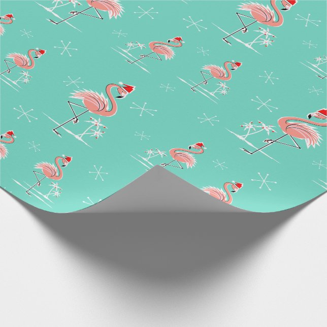 Papier Cadeau Papier d'emballage multi de Flamant rose de Noël (Coin)