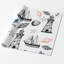 Papier d'emballage nautique, thème d'été