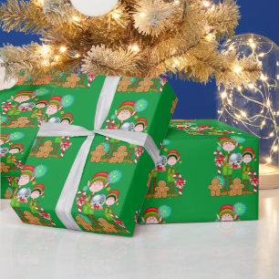 Papier Cadeau Papier d'emballage Noël Elf Holiday