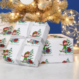 Papier Cadeau Papier d'emballage Noël Elf Holiday