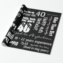 Papier Cadeau Papier d'emballage noir anniversaire drôle