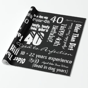 Papier Cadeau Papier d'emballage noir anniversaire drôle