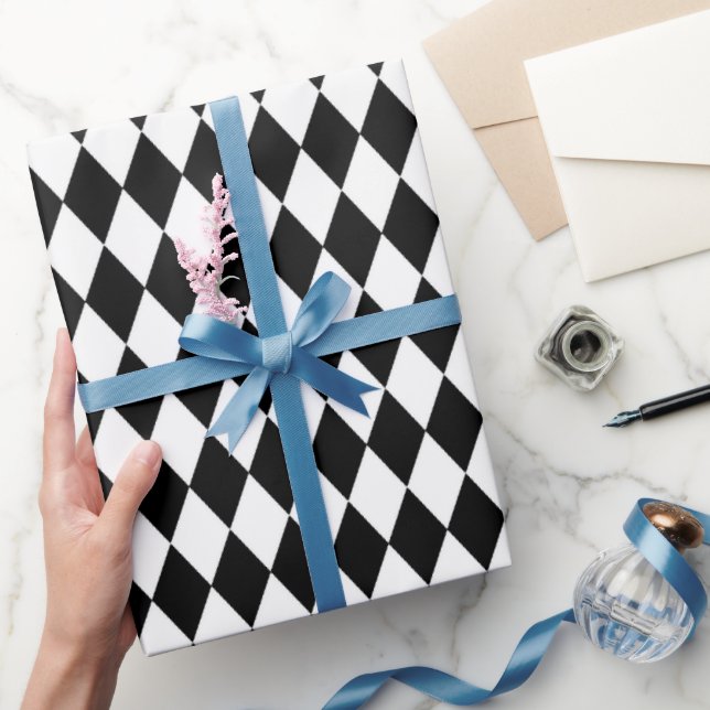 Papier Cadeau Papier d'emballage noir motif Diamond Blanc (Cadeaux)