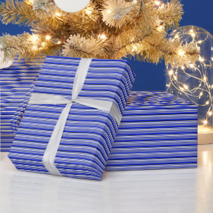 Papier Cadeau Papier d'emballage officiel à ligne bleue mince