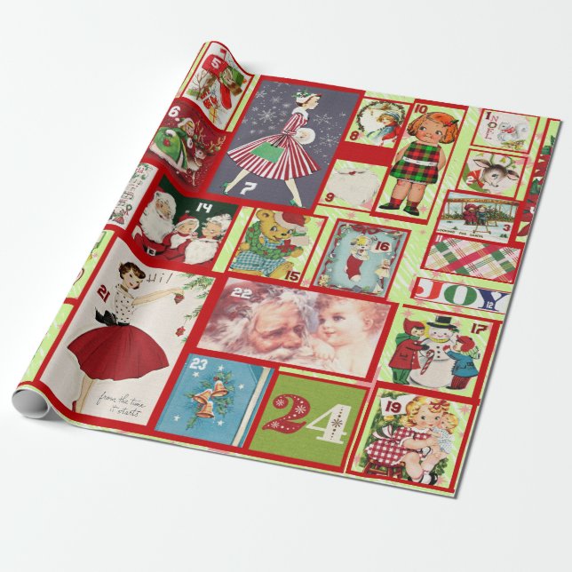Papier Cadeau papier d'emballage passé de noël (Déroulé)