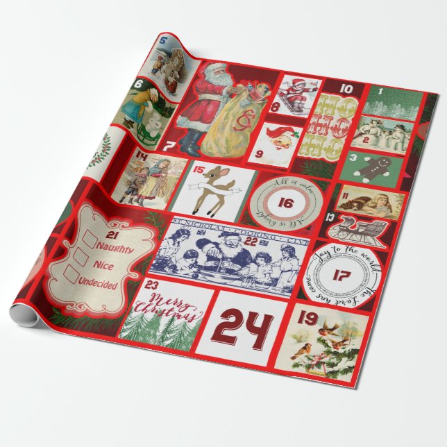 Papier Cadeau papier d'emballage passé de noël (Déroulé)