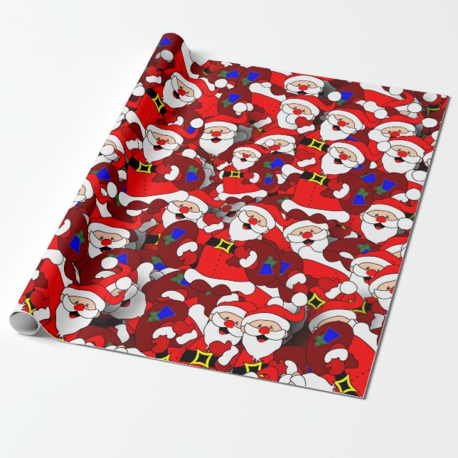 Papier Cadeau papier d'emballage père Noël heureux (Déroulé)