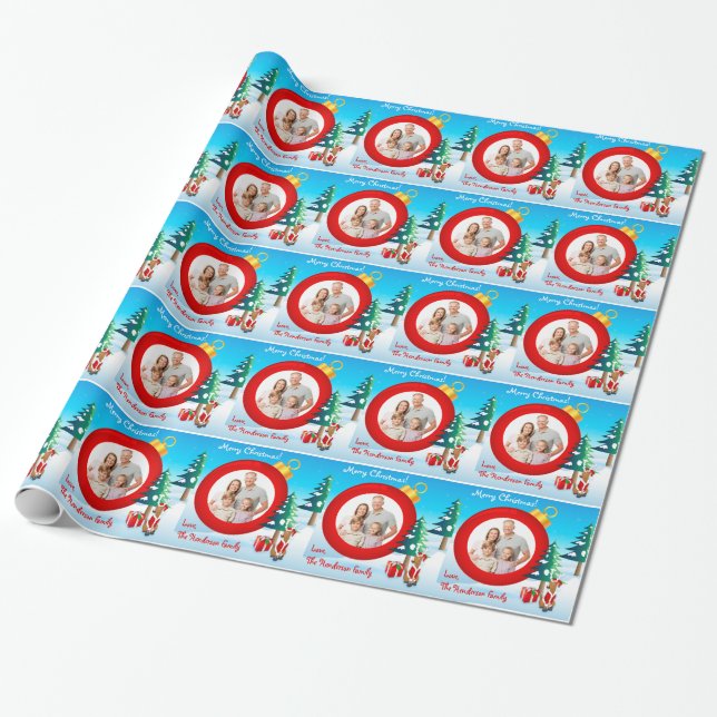 Papier Cadeau Papier d'emballage personnalisé de Noël de photo (Déroulé)