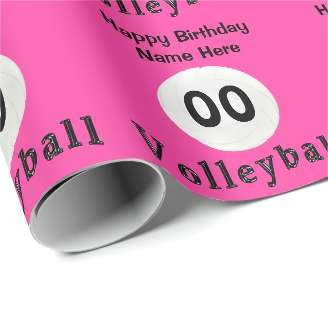 Papier Cadeau Papier d'emballage PERSONNALISÉ de volleyball rose (Coin rond)