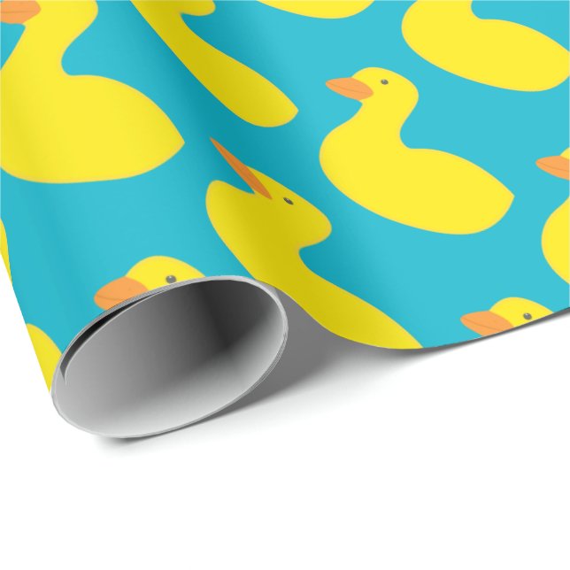 Papier Cadeau Papier d'emballage personnalisé pour canards jaune (Coin rond)
