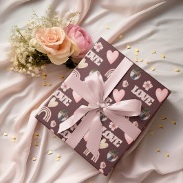 Papier Cadeau Papier d'emballage photo arc-en-ciel Boho Love