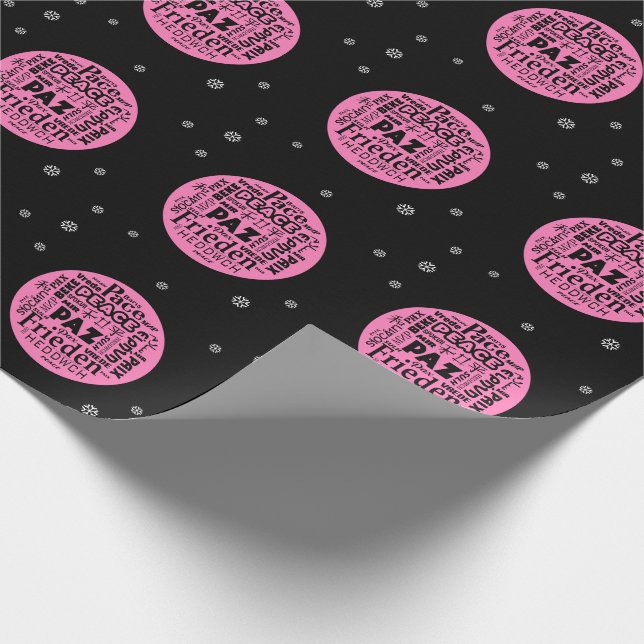 Papier Cadeau Papier d'emballage Pink Multilingual Peace sur noi (Coin)