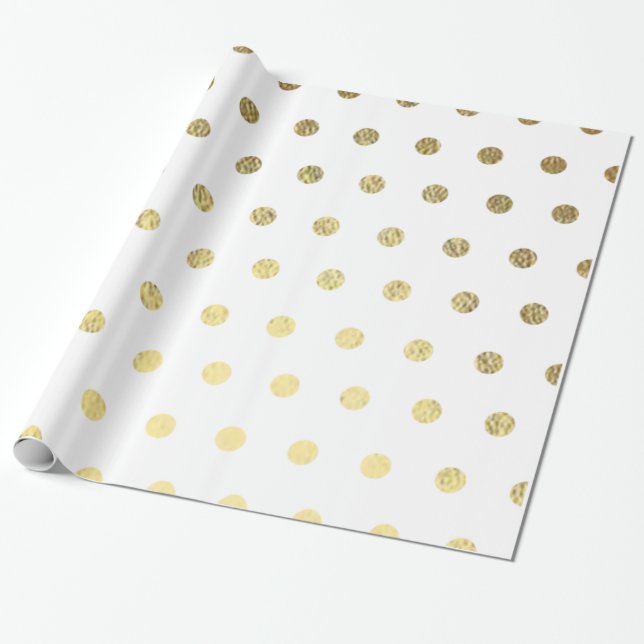 Papier Cadeau Papier d'emballage PolkaDot à huile d'or (Déroulé)