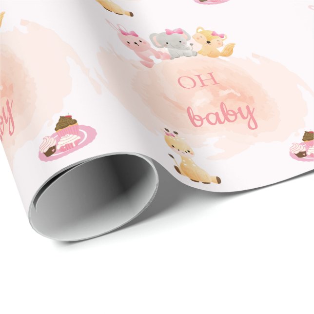 Papier Cadeau Papier d'emballage pour bébé fille (Coin rond)