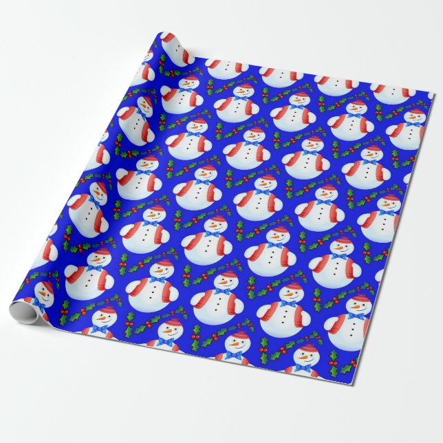 Papier Cadeau papier d'emballage pour bonhomme de neige de noël (Déroulé)