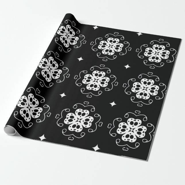 Papier Cadeau papier d'emballage pour fleurs abstraites modernes (Déroulé)