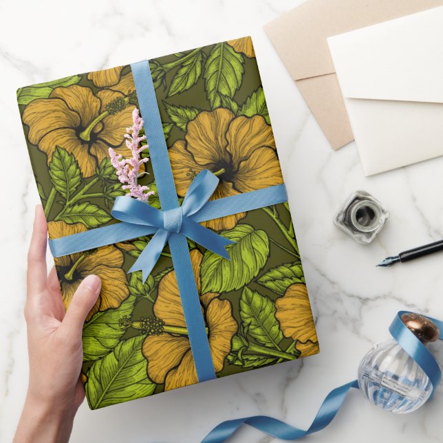 Papier Cadeau Papier d'emballage pour hibiscus jaune (Cadeaux)