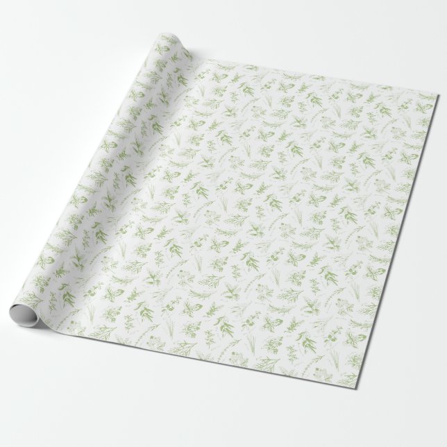 Papier Cadeau Papier d'emballage pour les herbes et les noms de  (Déroulé)