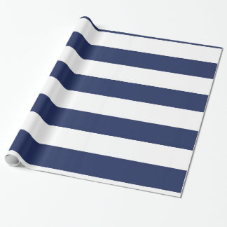 Papier Cadeau Papier d'emballage rayé bleu et blanc nautique