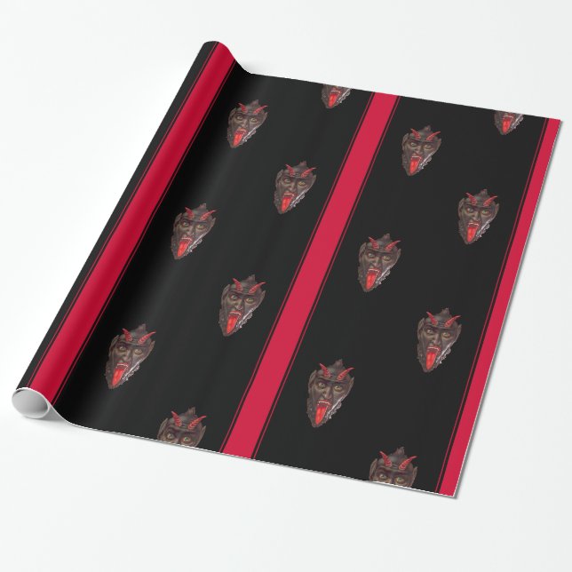 Papier Cadeau Papier d'emballage rayé de Krampus (Déroulé)