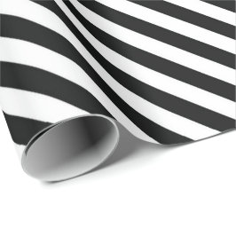 Papier Cadeau Papier d'emballage rayé noir et blanc