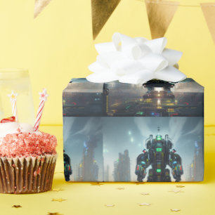 Papier Cadeau Papier d'emballage Robot 4 brillant