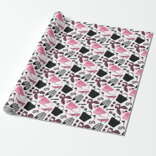 Papier Cadeau Papier d'emballage rose et noir