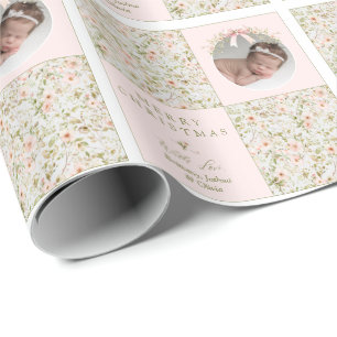 Papier Cadeau Papier d'emballage rose floral Coquette