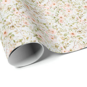 Papier Cadeau Papier d'emballage rose floral Coquette