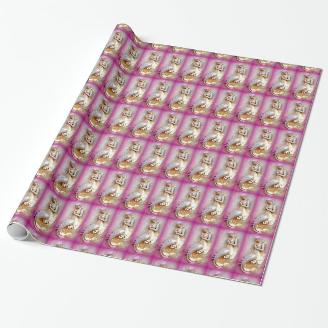 Papier Cadeau papier d'emballage rose sirène (Déroulé)