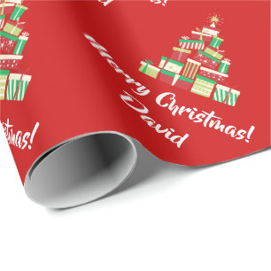 Papier Cadeau Papier d'emballage rouge d'arbre de Joyeux Noël
